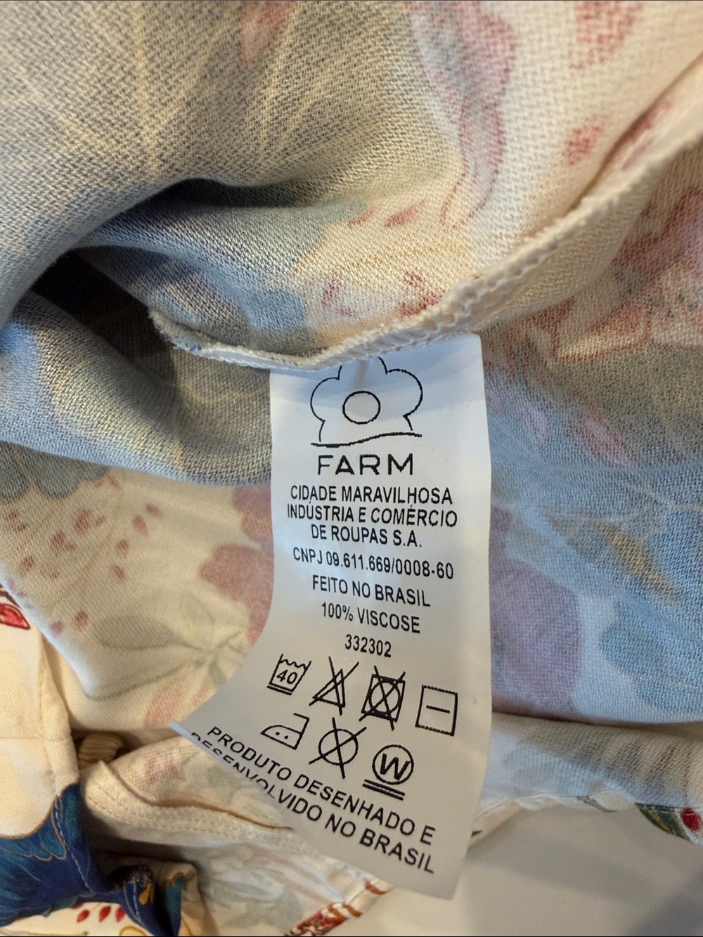 FARM Rio Cream Floral Tie-Neck Blouse with Red & Blue Blooms - Picture 10 of 11
